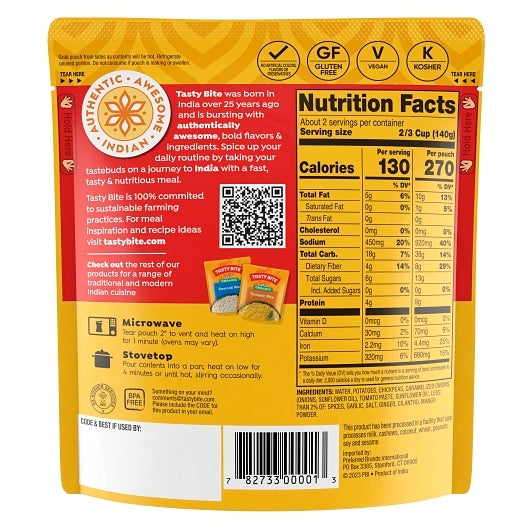 Tasty Bite BOMBAY POTATOES, 48 x 10 oz Case - DOT product image 3