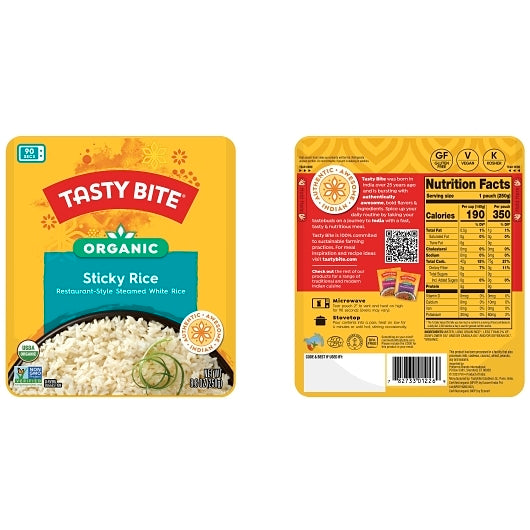 Tasty Bite Organic Sticky Rice, 12 x 8.8 oz Case - Breakfast Foods
