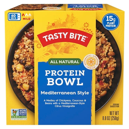 Tasty Bite Protein Bowl Mediterranean Style Protein, 6 x 250 GR Case - Plates Bowls