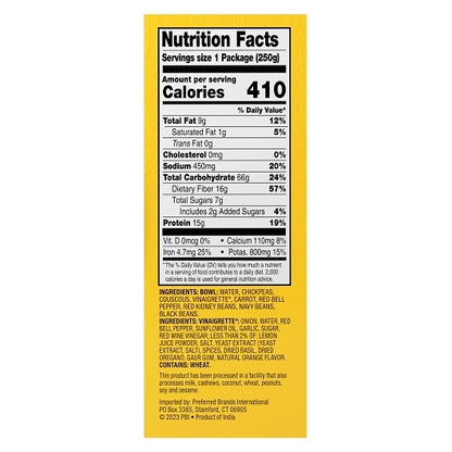 Tasty Bite Protein Bowl Mediterranean Style Protein, 6 x 250 GR Case - DOT product image 2