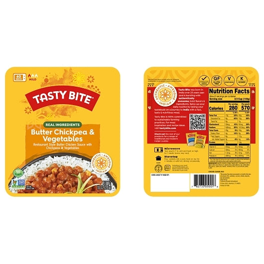 Tasty Bite Butter Chickpea & Vegetables, 48 x 10 oz Case - Beans & Legumes