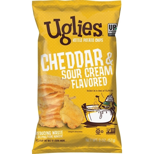 Uglies Cheddar & Sour Cream Kettle Chips Peg Bags, 10 x 2 oz Case - Disposables