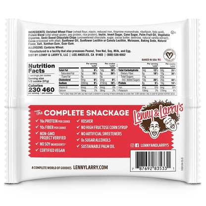 Lenny and Larrys Double Chocolate Complete Cookie, 6 x 12 x 4 oz Case - Snack Bars & Granola Bars