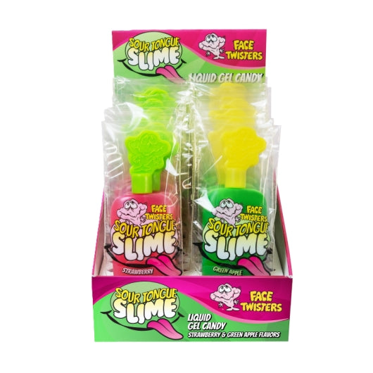 Face Twisters Sour Tongue Slime: Strawberry/Green Apple, 6 x 24 x 1.4 oz Case - Candy & Confections