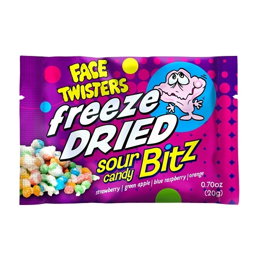Face Twisters Freeze Dried Sour Candy Bitz, 4 x 12 x 0.7 oz Case - Candy & Confections