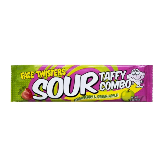 Face Twisters Sour Taffy Combo: Strawberry & Green Apple, 2 x 24 x 1.4 oz Case - Candy & Confections - image 2