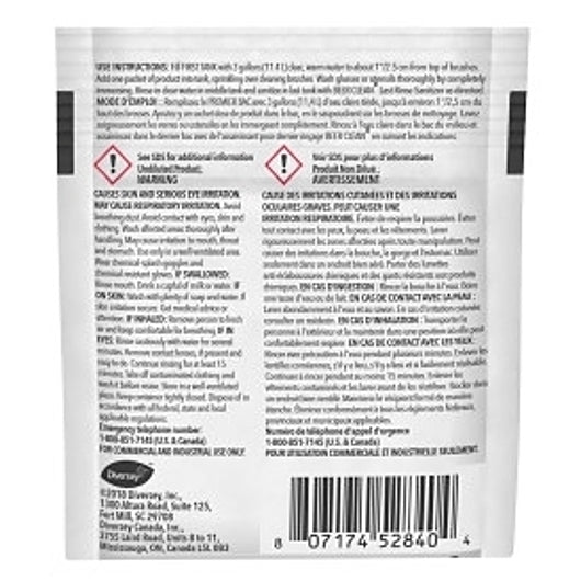 Diversey Beer Clean Low Suds Powder Glass Cleaner Pouch, 100 x 0.5 oz Case - Cleaners & Sanitizers