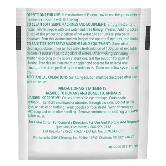 Diversey SANITIZER SANI-SURE CLEAN SOFT SERVE POUCH, 1 x 100 each Case - DOT product image 3