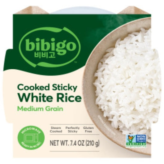 Bibigo Korean Style Cooked Sticky White Rice Bowl, 6 x 7.4 oz Case - Plates Bowls