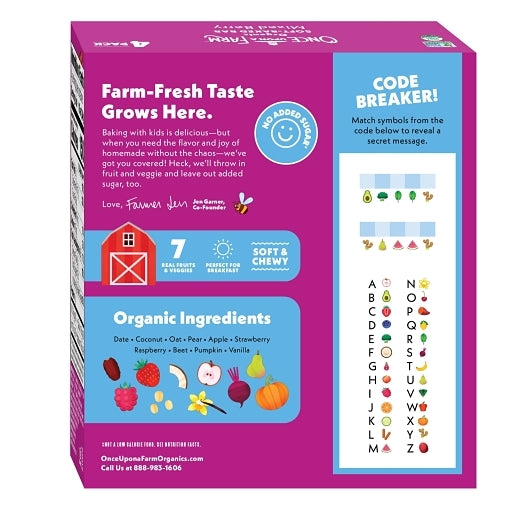 Once Upon A Farm Kid's Mixed Berry Soft Baked Bar, 8 x 4.8 oz Case - Snack Bars & Granola Bars