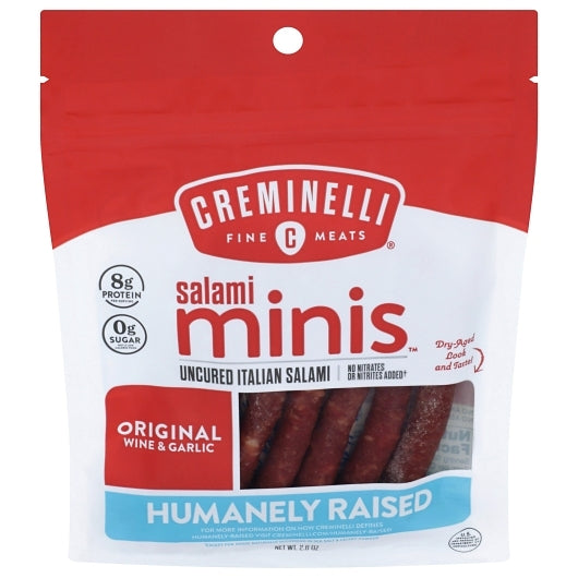 Creminelli Fine Meats Salami Minis Original Wine & Garlic Uncured Italian Salami, 12 x 1 each Case - Frozen Meat &