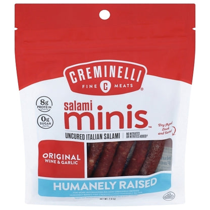 Creminelli Fine Meats Salami Minis Original Wine & Garlic Uncured Italian Salami, 12 x 1 each Case - Frozen Meat &
