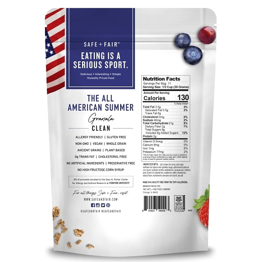 Safe + Fair All American Summer Mixed Berry Granola, 6 x 12 oz Case - Breakfast Foods