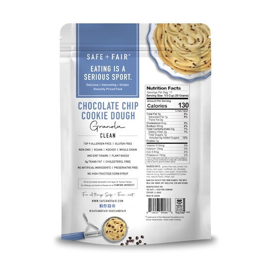 Safe + Fair Premium Chocolate Chip Cookie Granola, 6 x 12 oz Case - Breakfast Foods