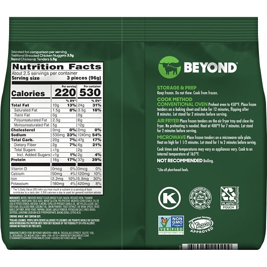 Beyond Meat Vegan Plant-Based Chicken Tenders, 8 x 8 oz Case - Prepared Foods