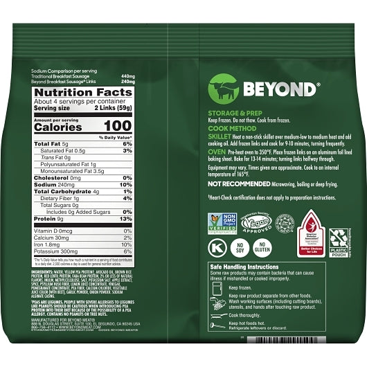 Beyond Meat Breakfast Sausage Links, 8 x 9.3 oz Case - Frozen Meat & Seafood