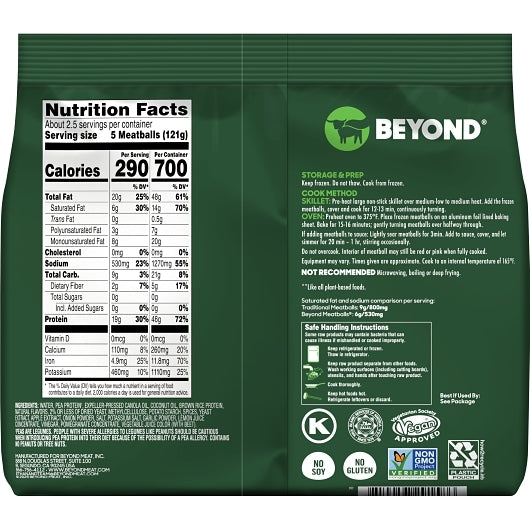 Beyond Meat Vegan Plant-Based Italian Style Meatballs, 8 x 10 oz Case - Prepared Foods