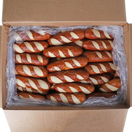 Tom Cat Bakery 8 Inch Unsliced Pretzel Hero Roll, 1 x 48 PC Case - Breads, Rolls & Buns