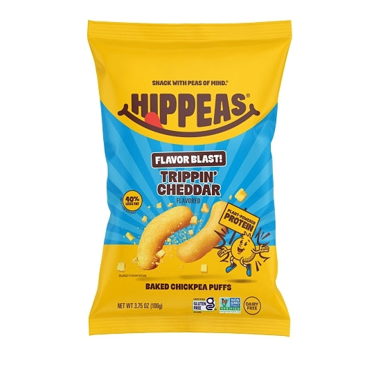 Hippeas Flavor Blast! White Cheddar Explosion Chickpea Puffs, 12 x 3.75 oz Case - Snacks