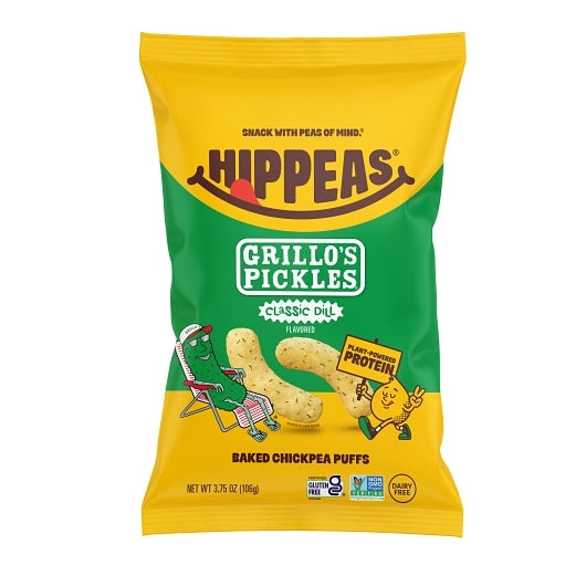 Hippeas Grillo's Dill Pickle Chickpea Puffs, 12 x 3.75 oz Case - Snacks