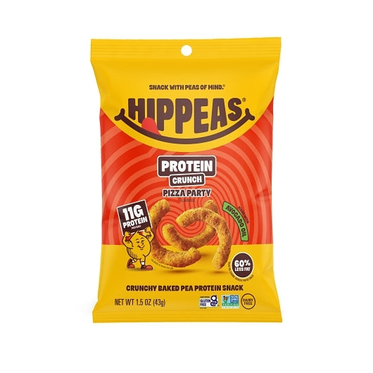 Hippeas Non-gmo Pizza Party Protein Crunch, 8 x 1.5 oz Case - Prepared Foods