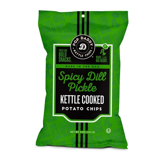 Pop Daddy Kettle Chips Spicy Pickle Kettle Chip, 12 x 5 oz Case - Condiments & Sauces