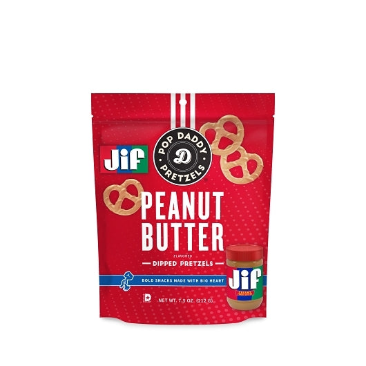 Pop Daddy Pretzels Jif Peanut Butter Dipped, 12 x 7.5 oz Case - Pantry Ingredients