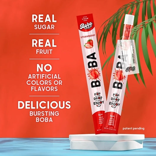 Boba Lab Boba Strawberry Straw, 2 x 16 x 0.85 fl oz Case - Straws & Stirrers