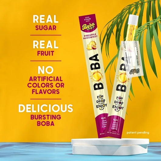 Boba Lab Boba Pineapple Passionfruit Straw, 2 x 16 x 0.85 fl oz Case - Straws & Stirrers