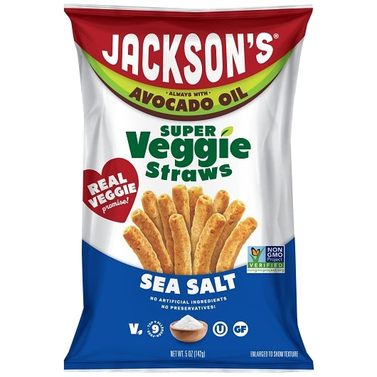 Jackson's Super Veggie Straws In Avocado Oil Sea Salt Flavored, 12 x 5 oz Case - Snacks