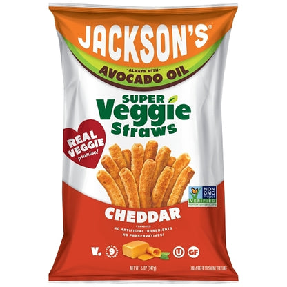 Jackson's Super Veggie Straws In Avocado Oil Cheddar Flavored, 12 x 5 oz Case - Snacks