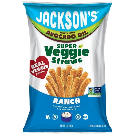 Jackson's Super Veggie Straws In Avocado Oil Ranch Flavored, 12 x 5 oz Case - Snacks
