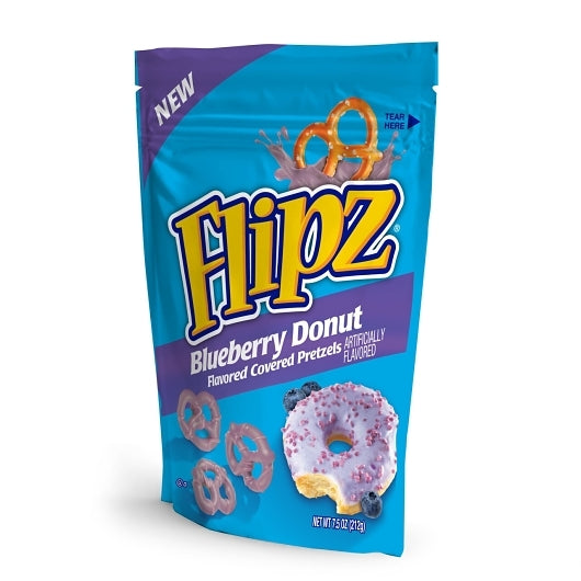 Flipz Blueberry Donut Candy Display Ready Stand Up Pouch, 5 x 7.5 oz Case - Bakery & Desserts