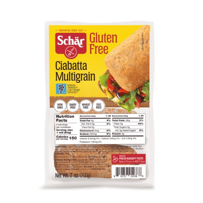 Schar Gluten Free Multigrain Ciabatta, 5 x 7.04 oz Case - Breads, Rolls & Buns