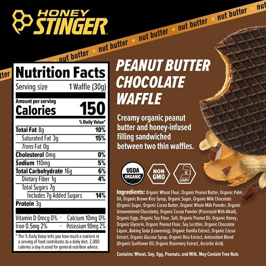 Honey Stinger Peanut Butter Waffle, 8 x 12 x 1 ct Case - Pantry Ingredients - image 2