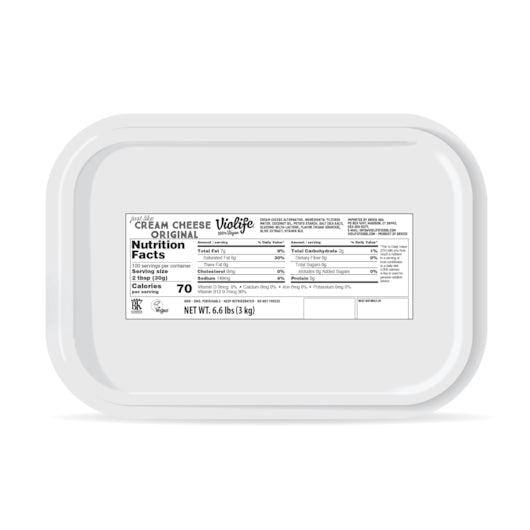 Violife 100% Vegan Original Just Like Cream Cheese, 1 x 6.6 lb Case - Cheese & Dairy
