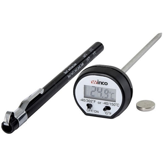 Winco 4.75 Inch 15/16 LCD Digital Probe Black Thermometer, 1 x 1 each Case - Cookware & Bakeware