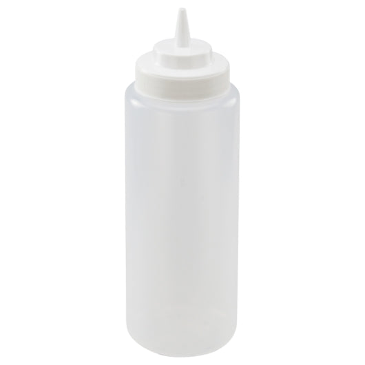 Winco SQUEEZE BOTTLE 32 OUNCE WIDE MOUTH CLEAR, 1 x 6 each Case - Alternate product angle or state