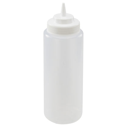 Winco SQUEEZE BOTTLE 32 OUNCE WIDE MOUTH CLEAR, 1 x 6 each Case - Alternate product angle or state