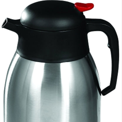 Winco 2 Liter Carafe Stainless Steel Push Button, 1 x 1 each Case - Glassware & Drinkware