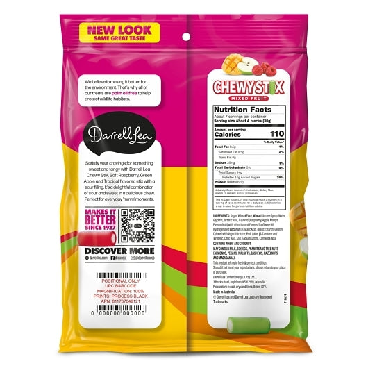 Darrell Lea Fabulicious Mixed Flavor Sour Stix, 8 x 7 oz Case - DOT product image 3