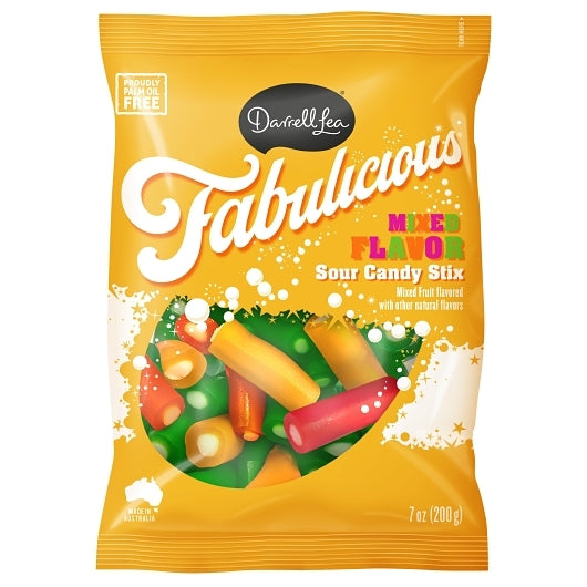 Darrell Lea Fabulicious Mixed Flavor Sour Stix, 8 x 7 oz Case - DOT product image 2
