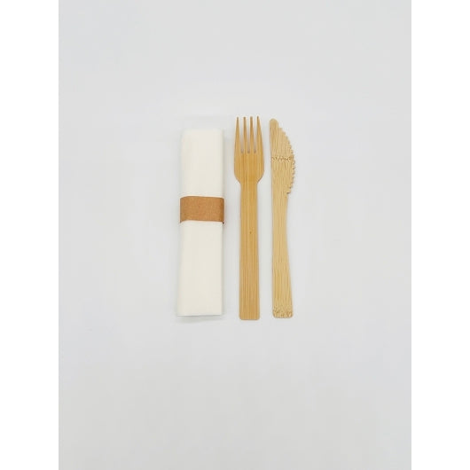 VerTerra Bamboo Roll Up - Fork,Knife,Napkin, 4 x 1 each Case - Janitorial Supplies