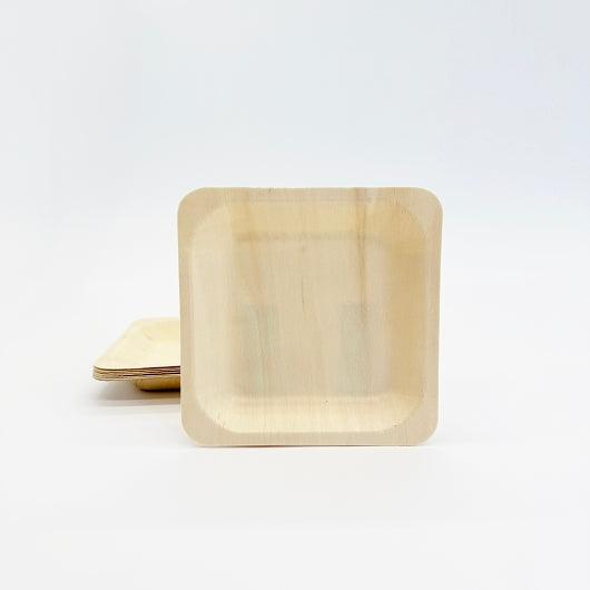 VerTerra Square Wooden Plate 6 Inch, 300 x 6 IN Case - Plates Bowls