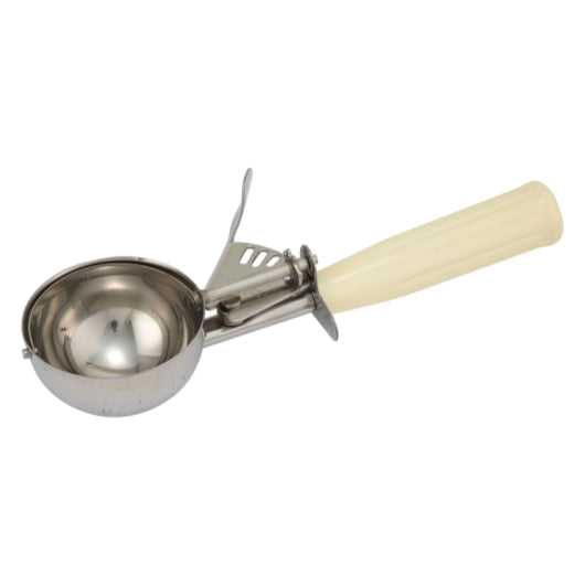 Winco Size 10 3.75 Ounce Ivory Plastic Ice Cream Disher, 1 x 1 each Case - Alternate product angle or state