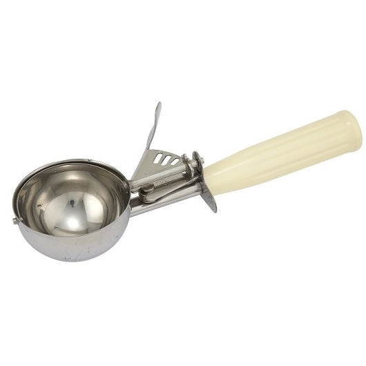 Winco Size 10 3.75 Ounce Ivory Plastic Ice Cream Disher, 1 x 1 each Case - Kitchen Smallware