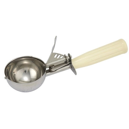 Winco Size 10 3.75 Ounce Ivory Plastic Ice Cream Disher, 1 x 1 each Case - Kitchen Smallware