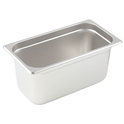 Winco Third Size 6 Inch 25 GA Anti-Jam Stainless Steel Steam Pan, 1 x 1 each Case - Condiments & Sauces