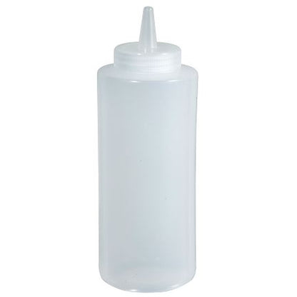 Winco 24 Ounce Clear Squeeze Bottle, 1 x 6 ct Case - Squeeze Bottles & Dispensers