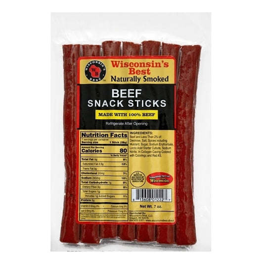 Wisconsin's Best Wisconsin's Original Best Beef Snack Sticks, 12 x 7 oz Case - Meat Snacks